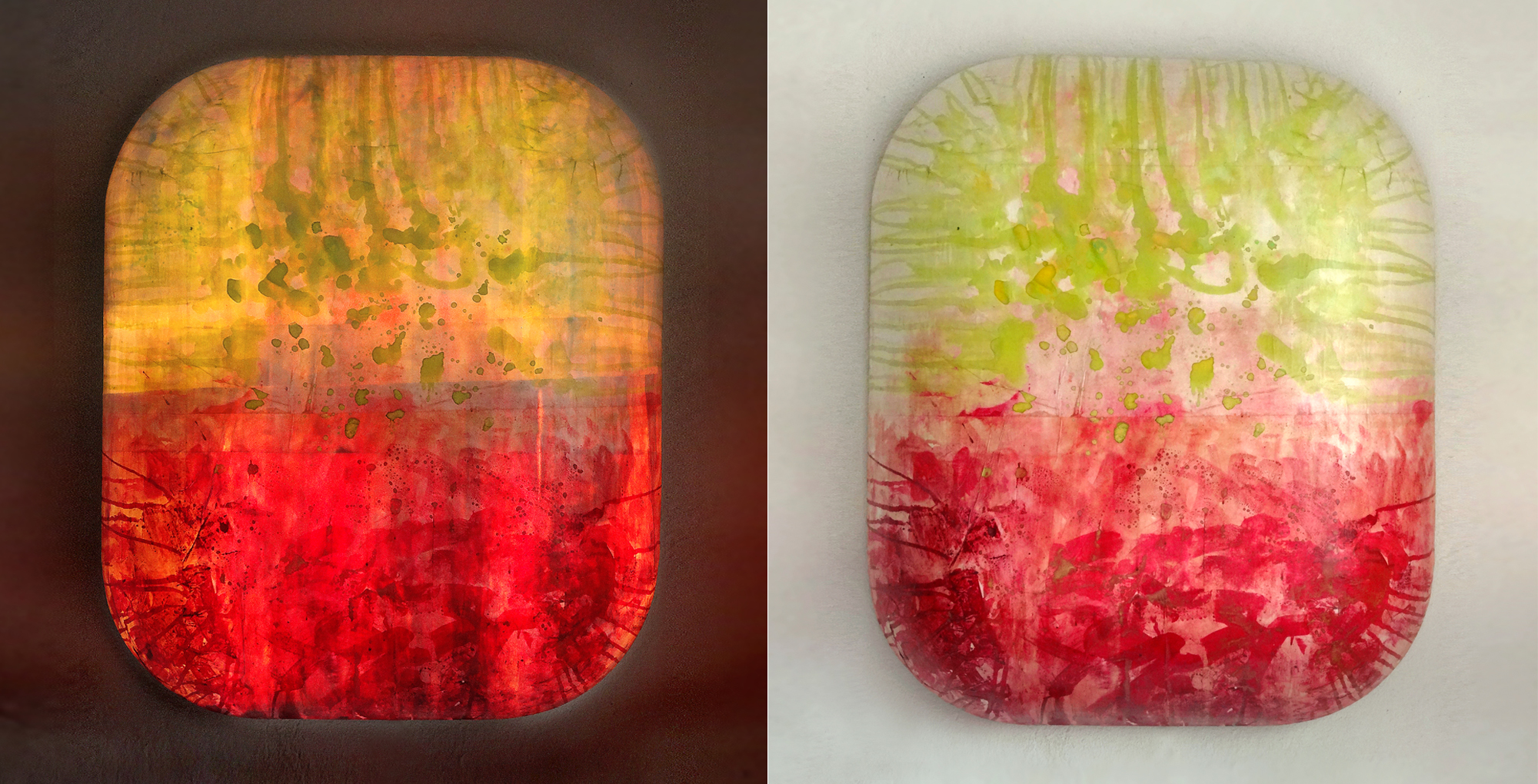 Leuchtobjekt – Beize und Ölfarbe auf Papier, 83 x 70 x 20 cm I 2013/18