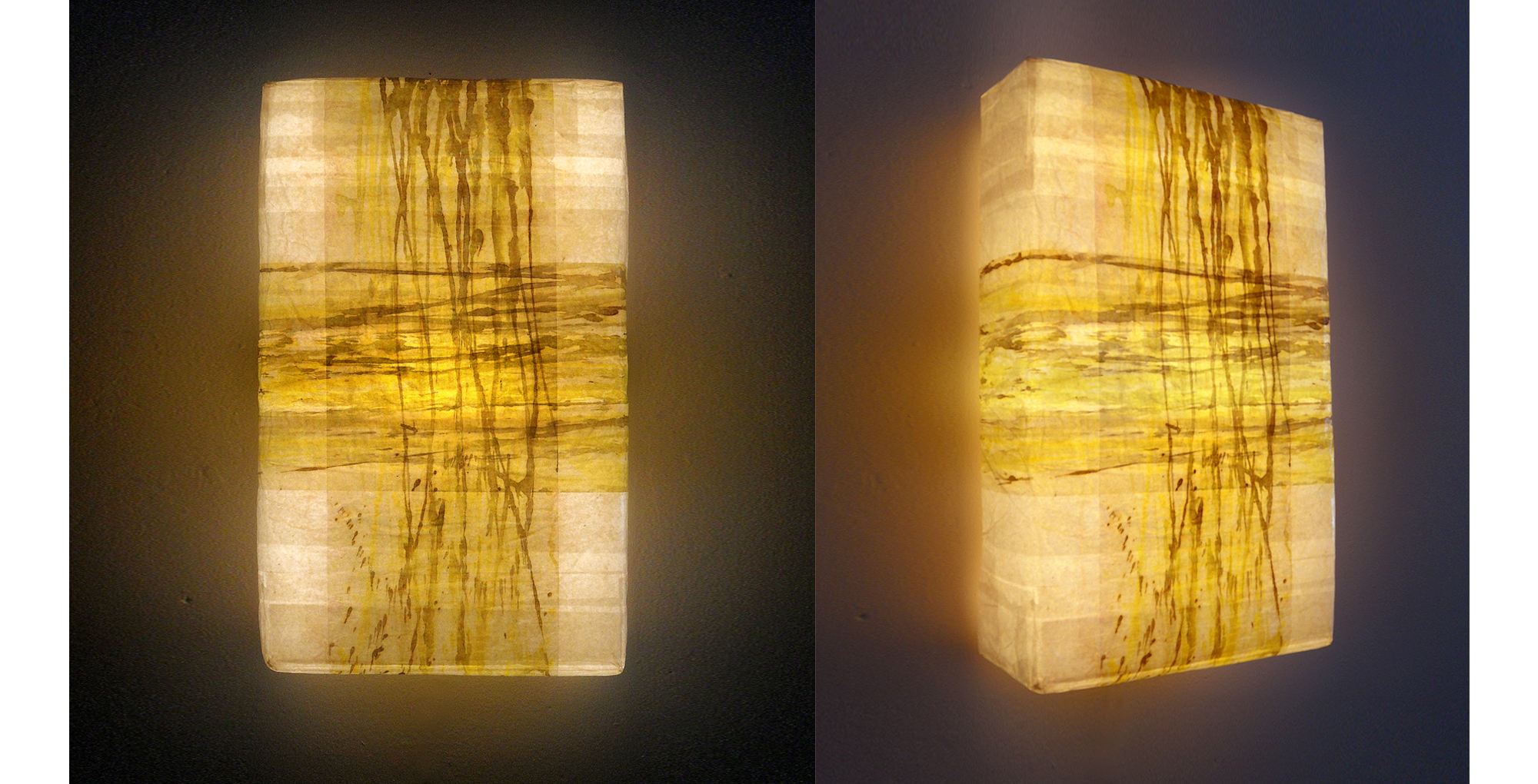 Leuchtobjekt – Beizen auf Papier, 65 x 40 x 18 cm I 2016