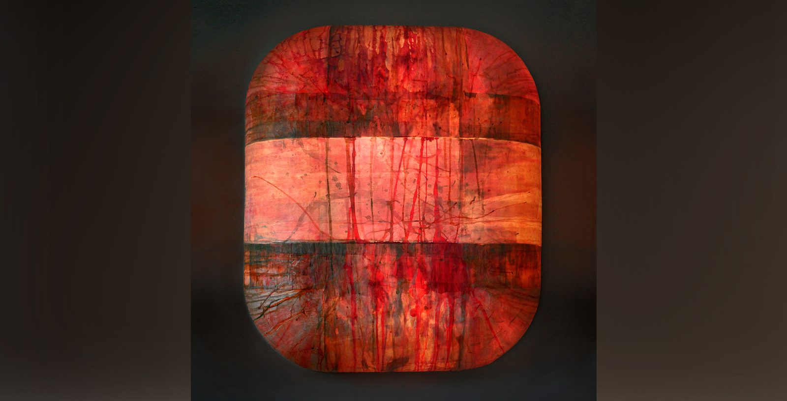 Leuchtobjekt – Beize und Ölfarbe auf Papier, 83 x 70 x 20 cm I 2014/19