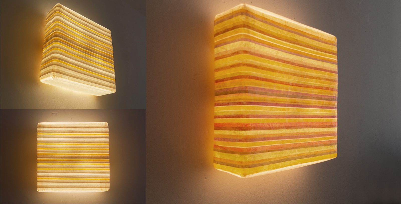 Leuchtobjekt – Kurkuma + Ölfarben auf Papier, 54 x 54 x 16 cm I 2019